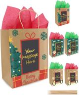 purple ladybug christmas gift bags - customize your message with scratch paper panel - 3 festive designs with red & green tissue papers - perfect holiday kraft bags for presents logo