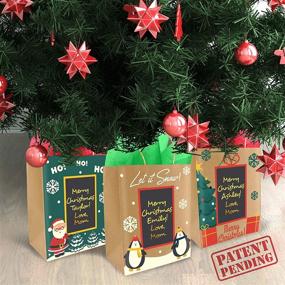 img 1 attached to Фиолетовые сумки для подарков Purple Ladybug на Рождество - настраивайте ваше сообщение с помощью панели для рисования - 3 праздничных дизайна с красной и зелёной бумагой для упаковки - идеальные крафт-сумки для подарков на праздники.