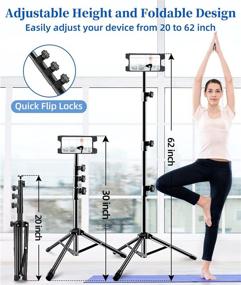 img 2 attached to 📱 Height Adjustable Tablet Floor Stand Holder with 360 Rotating Feature, Bluetooth Remote, for iPad Pro, Mini, Air, iPhone & More 4.7-13 Inch Tablets and Phones