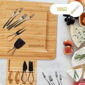 img 1 attached to 🧀 Complete Bamboo Charcuterie & Cheese Board Set with 4 Knives & 10 Forks - Perfect for Parties & Events