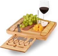 🧀 complete bamboo charcuterie & cheese board set with 4 knives & 10 forks - perfect for parties & events logo