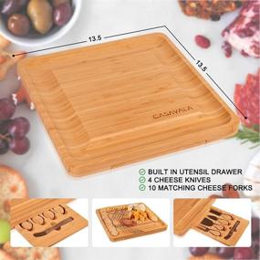 img 2 attached to 🧀 Complete Bamboo Charcuterie & Cheese Board Set with 4 Knives & 10 Forks - Perfect for Parties & Events