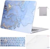 🔹 mosiso blue watercolor marble macbook air 13 inch case (a1369 a1466, 2010-2017 release) - hard shell + keyboard cover + screen protector + pouch logo