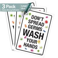 🚫 pixelverse design 7x10 - social distancing decal sticker - promote hygiene, stop germ spread - durable commercial grade adhesive sign - grocery store safety logo