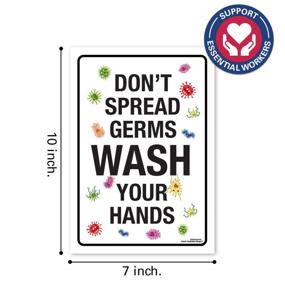 img 3 attached to 🚫 Pixelverse Design 7X10 - Social Distancing Decal Sticker - Promote Hygiene, Stop Germ Spread - Durable Commercial Grade Adhesive Sign - Grocery Store Safety