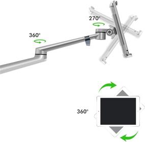 img 1 attached to Подставка для планшета Viozon: регулируемая по высоте и углу держатель для смартфона на 4.5-13" устройств - совместима с iPhone 12, iPad Air/Pro/Mini, Galaxy Tab - из алюминиевого сплава - V-образное основание - для кровати, кухни, дивана (серебристая)