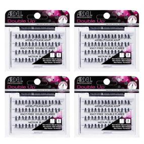 img 4 attached to 👁️ Ardell Double Up Individuals Knot-Free Medium Black False Eyelashes (4 Pack)