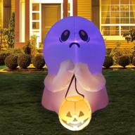 👻 goosh 4 ft halloween inflatable outdoor ghost with dimming colors holding pumpkin, blow up yard decoration with built-in led lights for holiday, party, yard, and garden - clearance logo