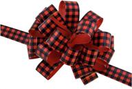 🎁 vibrant red black check buffalo plaid pull bows: set of 6, 8" wide – perfect for christmas, gift wrapping, and decorations logo
