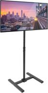 📺 adjustable tv floor stand by mount-it! - max height 4 feet, sliding tall narrow tv stand for furniture, portable & packable, easily adjusts even with tv mounted logo