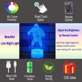 img 2 attached to HLLKYYLF Baby Gorilla Gifts: 16 Color Changing Kids Lamp with Touch and Remote Control - Gorilla Toys Light for Home Decor or Birthday Gifts for Baby