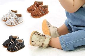 img 3 attached to Premium TAREYKA Closed Toe Leather Anti Slip Boys' Sandals - Ultimate Comfort and Durability