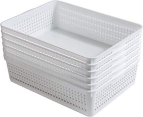 img 1 attached to 🧺 Aebeky White Plastic Storage Basket - Medium Weave Organizer (4-Pack)