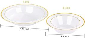 img 2 attached to 🍽️ Nervure 50PCS Gold Plastic Bowls - Ideal for Party, Wedding, and Holiday Supplies - Includes 12oz Disposable Bowls & 6.5oz Dessert/Salad Bowls