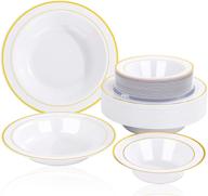 🍽️ nervure 50pcs gold plastic bowls - ideal for party, wedding, and holiday supplies - includes 12oz disposable bowls & 6.5oz dessert/salad bowls logo