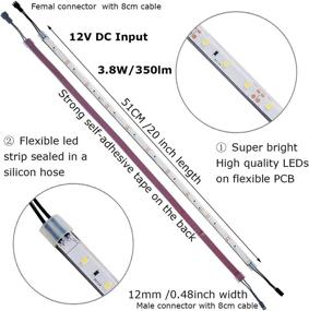 img 3 attached to 🔆 Litever Additional 20" Flexible LED Strip Lights, 12VDC, 4W, Daylight White 5000K, Self-Adhesive Backing, with Mounting Clips. Perfectly Compatible with Litever LL-013 Under Cabinet Lighting Kit-(2-Pack-5000K)