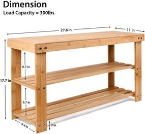 img 2 attached to 👞 3-ярусная обувная полка-скамья "Золотую доспехи" - премиальная органайзер для обуви из бамбука для прихожей, обувной полки, ванной или гардеробной - идеальное решение для коридора или гостиной - светло-коричневая.