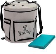 👜 grey portable yarn storage bag with dividers - 11.8 x 9.8 inches logo