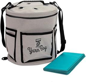 img 4 attached to 👜 Grey Portable Yarn Storage Bag with Dividers - 11.8 x 9.8 Inches