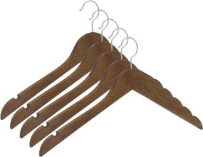 img 2 attached to 🪵 Distressed Natural Wood Curved Hanger Set, Pack of 5 - by Closet Complete