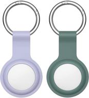 🟢 dadanism protective case for airtags 2021: 2pack silicone tracker holder with key chain - easy attach to keys, backpacks, liner bags - dark green+fresh purple logo