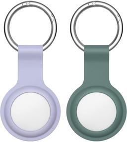 img 4 attached to 🟢 Dadanism Protective Case for Airtags 2021: 2PACK Silicone Tracker Holder with Key Chain - Easy Attach to Keys, Backpacks, Liner Bags - Dark Green+Fresh Purple