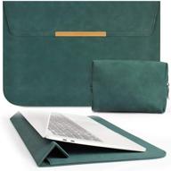 🎒 premium faux suede laptop sleeve: towooz 13.3 inch case for macbook air/pro 13, ipad pro 12.9, dell xps 13, surface pro x - dark green logo