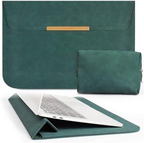 img 4 attached to 🎒 Premium Faux Suede Laptop Sleeve: TOWOOZ 13.3 Inch Case for MacBook Air/Pro 13, iPad Pro 12.9, Dell XPS 13, Surface Pro X - Dark Green