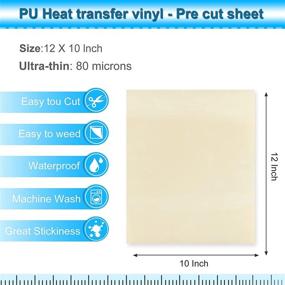 img 2 attached to 🎨 10 Pack of Creamy White HTV Heat Transfer Vinyl - KISSWILL PU Iron-On Vinyl for T-Shirts, 12" x 10" Bundle