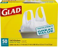 🗑️ glad tall kitchen handle-tie trash bags - 13 gallon white trash bag - 50 count (package may vary): convenient and reliable waste management solution logo