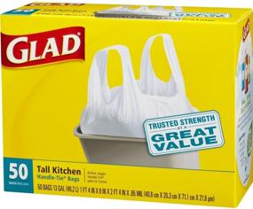 img 3 attached to 🗑️ Glad Tall Kitchen Handle-tie Trash Bags - 13 Gallon White Trash Bag - 50 Count (package May Vary): Convenient and Reliable Waste Management Solution