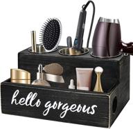 🧖 unistyle rustic hair blow dryer holder: ultimate organizer for hair tools & styling supplies, countertop & bathroom vanity storage caddy for accessories, makeup, and toiletries logo