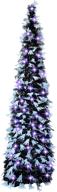 spooky halloween christmas tree: 5ft black artificial ghost shining sequin collapsible pencil tinsel tree with 50 lights - perfect for indoor holiday decorations and parties logo
