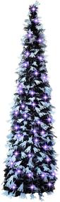 img 4 attached to Spooky Halloween Christmas Tree: 5ft Black Artificial Ghost Shining Sequin Collapsible Pencil Tinsel Tree with 50 Lights - Perfect for Indoor Holiday Decorations and Parties