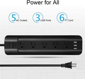 img 2 attached to 💡 WANDOFO 5-Outlet Power Strip with USB Ports and Extension Cord, Ideal for Non-Grounded Outlets