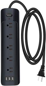 img 4 attached to 💡 WANDOFO 5-Outlet Power Strip with USB Ports and Extension Cord, Ideal for Non-Grounded Outlets
