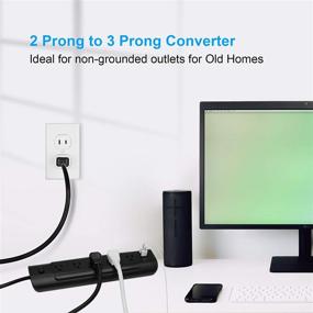 img 3 attached to 💡 WANDOFO 5-Outlet Power Strip with USB Ports and Extension Cord, Ideal for Non-Grounded Outlets