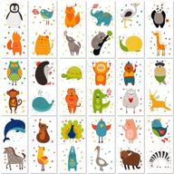 papakit cute zoo animals 36 temporary fake tattoo set, 18 individually wrapped sheets, children's birthday party favor gift supply, non-toxic food grade ingredients, safe and removable logo
