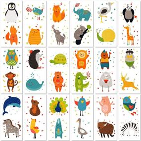 img 4 attached to PapaKit Cute Zoo Animals 36 Temporary Fake Tattoo Set, 18 Individually Wrapped Sheets, Children's Birthday Party Favor Gift Supply, Non-Toxic Food Grade Ingredients, Safe and Removable