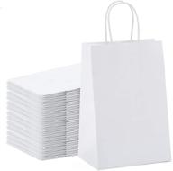 🛍️ gssusa kraft paper gift bags 5.25x3.75x8 with handles - bulk pack of 20, white - ideal for shopping, crafts, parties, weddings, and retail logo