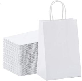 img 4 attached to 🛍️ GSSUSA Kraft Paper Gift Bags 5.25x3.75x8 with Handles - Bulk Pack of 20, White - Ideal for Shopping, Crafts, Parties, Weddings, and Retail