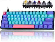 💻 guffercty kred gk61 sk61 60% mechanical keyboard: custom hot swappable 60 percent pbt keycaps, rgb backlit gaming keyboard with nkro, type-c cable - ps4/win/pc/mac (gateron optical black, joker) logo