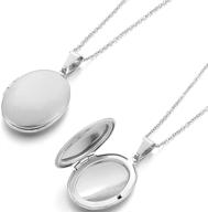 stylish oval locket pendant necklace with stainless steel photo holder logo