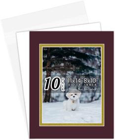 img 4 attached to 🖼️ Golden State Art, Double Picture Mats with White Core Bevel Cut for 8X10 Photo Pictures - Including Mats, Backing, and Clear Bags - Maroon Over Gold, 11x14-10 Pack (Double Mat Package)