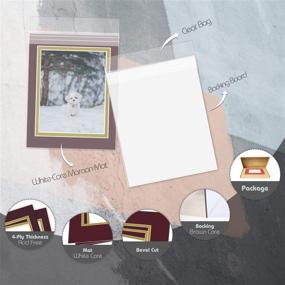 img 2 attached to 🖼️ Golden State Art, Double Picture Mats with White Core Bevel Cut for 8X10 Photo Pictures - Including Mats, Backing, and Clear Bags - Maroon Over Gold, 11x14-10 Pack (Double Mat Package)