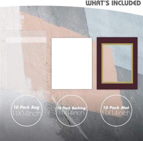 img 3 attached to 🖼️ Golden State Art, Double Picture Mats with White Core Bevel Cut for 8X10 Photo Pictures - Including Mats, Backing, and Clear Bags - Maroon Over Gold, 11x14-10 Pack (Double Mat Package)