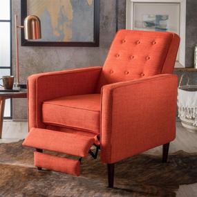 img 3 attached to 🧡 Muted Orange Tufted Back Fabric Recliner - Macedonia Mid Century Modern