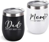 new parents wine tumbler set 2021: perfect gift for baby shower, pregnancy announcement & new parents - insulated stainless steel, set of 2 логотип