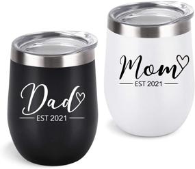 img 4 attached to New Parents Wine Tumbler Set 2021: Perfect Gift for Baby Shower, Pregnancy Announcement & New Parents - Insulated Stainless Steel, Set of 2