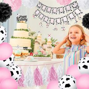 img 3 attached to 🐄 Cow Themed Party Decorations Supplies for a Happy Birthday: Banner, Garland, Cake Toppers, Balloons, Hanging Swirls, Flower Balls - Perfect for Birthday Party and Baby Shower!